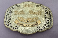 VTG 1990 Sterling Silver OL Pete Doell Sportmanship CA Award Trophy Belt Buckle picture