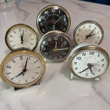 6 Vintage Round Analong Alarm Clocks Westclox Baby Ben Retro Gold Silver Lot picture