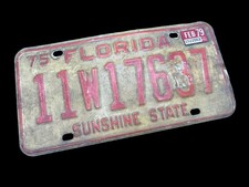1975 Florida Sunshine State License Plate 11W 763 with Feb 79 Sticker Car Truck picture