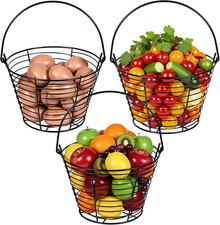 Kifmurase 3 Pcs 8” Egg Collecting Basket, Wire Baskets Metal Storage Basket picture