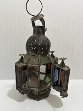 Vintage Large Moroccan Moorish Metal / Candle Holder / antique handde 13 inches  picture