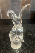 Solid Glass Bunny Rabbit Figurine Collectible Paperweight picture