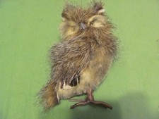 Realistic Furry Feathery Brown Winter Owl Figure Rustic Cabin Decor picture