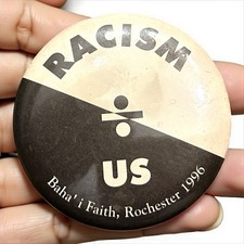 VTG 90s Racism Divides Us Pin Button Small Black White Anti-War Human Rights picture