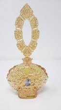FENTON Gold Iridescent Glass Perfume Bottle w/ Stopper and Label 8