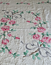 Vintage Applique Quilt ~ Roses & Ribbons on White~Lovely picture