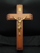 Vintage Catholic Last Rites Wall Crucifix w/Hidden Candles & Prayer- INRI 12” picture
