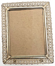 Vintage Art Deco Small Lacy Filigree Brass Picture Frame Gold Tone 2.5