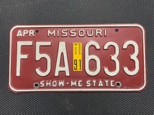 1991 Missouri License Plate April F5A 633 picture