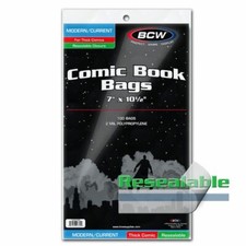 100 - BCW Current Modern Thick Resealable 2-Mil Polypropylene  Comic Book Bags picture