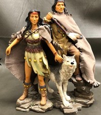 Native American Wolf Collectible Figurine 9 x 5 x 11 Inches Made In USA picture