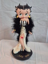 RARE 2006 Betty Boop Black & White Dress Fluffy Boa Figurine Statue Pacific picture