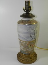 Antique Nippon Scenic Moriage Hand Painted Lamp picture