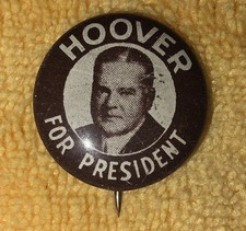 Antique 1928 Herbert Hoover For President Celluloid Pin Button Geraghty Chicago picture