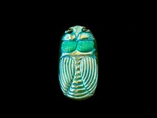 27mm Czech Vaseline Glass Scarab # B581 picture