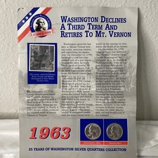 RARE Washington Declines 1963 Silver Quarters $60 Guyana Stamp Collection Piece picture