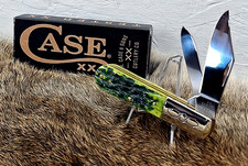 Case XX Green Apple Bone Peach Seed Jig Barlow Pocker Knife USA 27865 picture