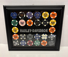 26 Harley-Davidson Casino Poker Chips Display Framed Collectible picture