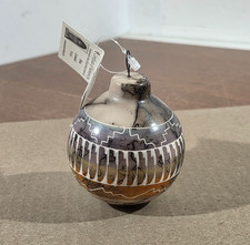 Navajo Christmas Ornament Handcrafted Horsehair Pottery Artist Dina Leonard picture