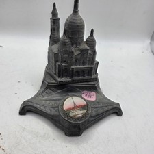 Antique Paris Sacre Coeur Eiffel Tower Souvenir Inkwell French Pot Metal picture