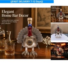 Wild Turkey Shaped Glass Drink Whiskey  Bottle Decanter Turkey Thanksgiving picture