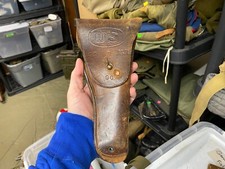 ORIGINAL WWI WWII US ARMY M1917 .45 M1911 M1911A1 PISTOL HIP HOLSTER-UNIT MARKED picture