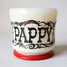 Hazel Atlas Milk Glass Shaving Mug PAPPY Singing Barber picture