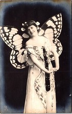 THE BUTTERFLY WOMAN : MONARCH BUTTERFLY COSTUME : WINGED NYMPH : FAIRY : RPPC picture