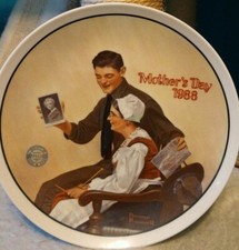Vintage 1988 Norman Rockwell My Mother MOTHERS DAY Collector Plate COA #2173B picture