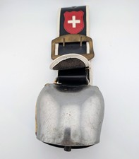 Vintage J Firmann Swiss Made Trychel Cow Bell #1 With  Strap  picture