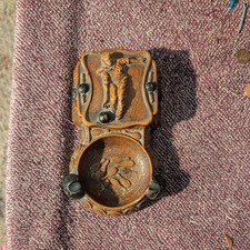 Vintage 1940s Syroco Bowling Ashtray Matchbox Holder Trinket Box Ash Tray Decor  picture