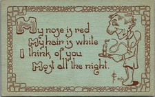 1911 Comic Verse Postcard - Man with Candle, 
