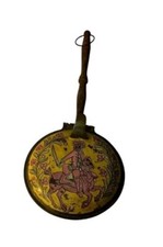 Vintage Silent Butler with Hand-Painted Knight Design - Brass and Wood Handle picture