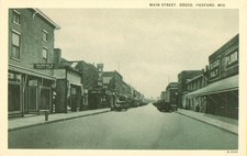 Wisconsin, MEDFORD, Main Street, Postcard Antique c1928 Street Scene Old Cars N picture