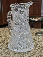 VTG. American Brilliant Period heavy deep cut lead Crystal Glass Pitcher 4.12 lb picture