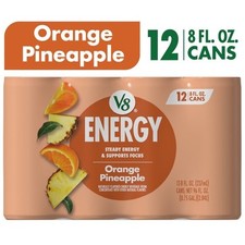 V8 Energy Orange Pineapple Energy Drink, 8 fl oz Can, 12 Pack picture