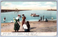 1915 LESLIE'S BEACH ATLANTIC HIGHLANDS NEW JERSEY NJ ANTIQUE POSTCARD picture