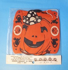 ❤❤ RARE Antique or Vtg BEISTLE 5 Ft. HALLOWEEN Jack O Lantern PUMPKIN Banner USA picture