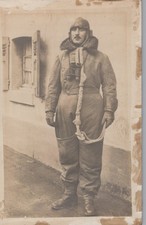 WW1 RAF RFC Aviator Flying Suit Rope Helmet England 1918 - RPPC Photo Postcard picture