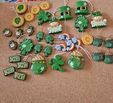 Lot of 36 Irish St. Patrick's Day Irish Themed Tree Ornaments Shamrocks,Hats Etc picture