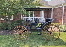 Restored Antique Horse-Drawn Surrey Carriage – Original Brass Elkhart Plate picture