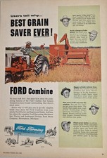 1956 Print Ad Ford Model 960 Tractor Pulls Combine Farm Field Birmingham,MI picture