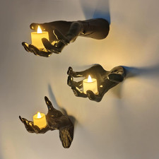 Gothic Hand Wall Candle Holder, Black 3D Sculptural Hand Wall Decor picture