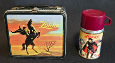 Vintage 1958 Aladdin Disney Zorro Walt Disney Lunch Box With RED Thermos picture