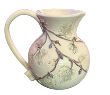 Vintage Lynn Stewart for Giftcraft Grapevine Ceramic Pitcher – Rustic Cottagecor picture