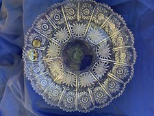 VINTAGE BOHEMIA HAND CUT QUEEN LACE 24% LEAD CRYSTAL ROUND PLATE 8” NIB picture