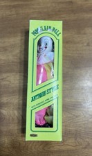 VTG Porcelain Clown Doll Neon Pink Yellow And Lime Green 9in W Box picture