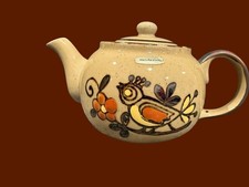 Vintage Teapot Hand-painted  Birds Flowers w/ Lid Porcelain (350) picture