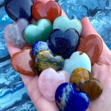 20Pcs 20Mm Natural Crystal Quartz Carved Heart Shaped Healing Love Gemstones picture