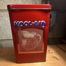 Kool-Aid Vintage Red Metal Tin Can Empty, Collectible Canister picture